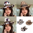 thumbnail image 2 of Retro Cow Print Fedora Hat with Leather Strap & Wide Brim for Camping Concerts Western Theme Costume Accessories, 2 of 8