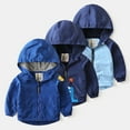 thumbnail image 3 of QUDDERR Kids Baby Windbreaker Jacket for Boys Zip Hooded Raincoat Toddler Thickened Cartoon Trench Outerwear for Fall Winter for 2-7 Years, 3 of 9