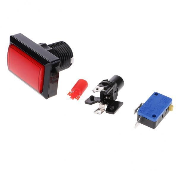 2x Botón Arcade Rectangular con de Control de Botón Pulsador Iluminados LED Piezas / Accesorios-rojo yotijar Botones para juegos de arcade
