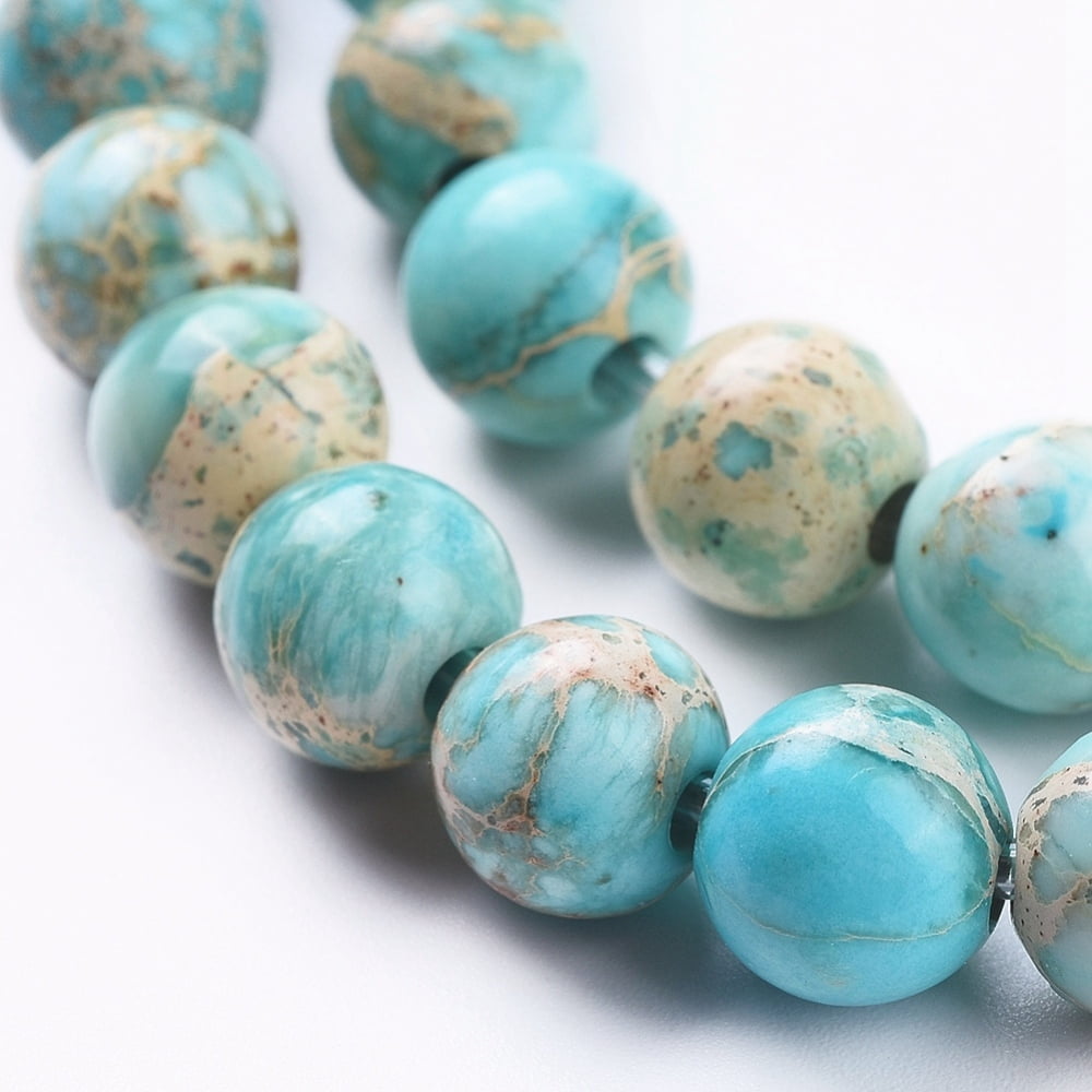 Natural Imperial Jasper Beads Strands Dyed Round Turquoise 8mm Hole: 2mm about 50pcs/strand 15.16 inch(38.5cm)