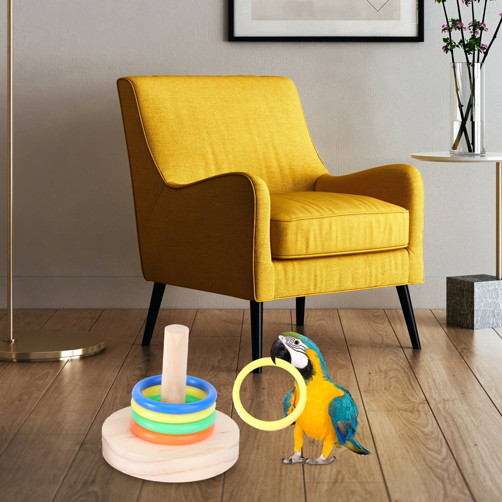 Vosarea 2 Sets Parrot Chewing Ring Toy Plastic Entertainment For Parakeets