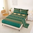 thumbnail image 2 of jejeloiu Earthy Border King Sheets For Men Women,Rich Print Bedding,Green Beige,4-Piece,1 Flat Sheet, 1 Fitted Sheet and 2 Pillowcases, 2 of 6