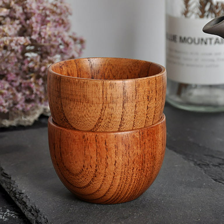Natural Solid Wood Tea Cup Coffee Mug Wine Mug Handmade Multi-purpose for  Drinking Tea Coffee Wine Wooden Tea Cups 