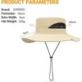 thumbnail image 5 of Sombrero para el sol para hombre, ala ancha, plegable, impermeable, protección UV, para montañismo, exterior, malla transpirable, para viajes, jardinería, pesca, correa ajustable, 5 of 5
