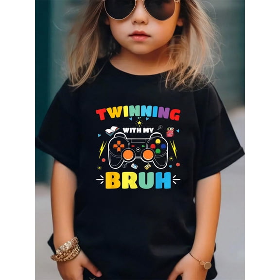 Twinning with My Bestie Kids Boys Funny Twin DayCotton Soft Graphic Tee Breathable Playwear T-Shirt
