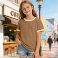 thumbnail image 2 of Toddler Girls Shirt Toddler Girl Tees Toddler Baby Boy Girl Short Sleeve Crew Neck T Shirt Pullover Sweatshirt Summer Basic Tee Solid Casual Clothes Gibobby,110,Brown, 2 of 5