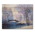 thumbnail image 3 of Designart 'Bridge Of Meandering River With Winter Scenery III' Lake House Print on Natural Pine Wood, 3 of 5