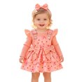 thumbnail image 4 of CAICJ98 Baby Girl Clothes Fall Winter Outfit Long Sleeve Ruffle Romper Plaid Skirt Bow Headband 3 Pcs Set (Red,6-12 Months), 4 of 8