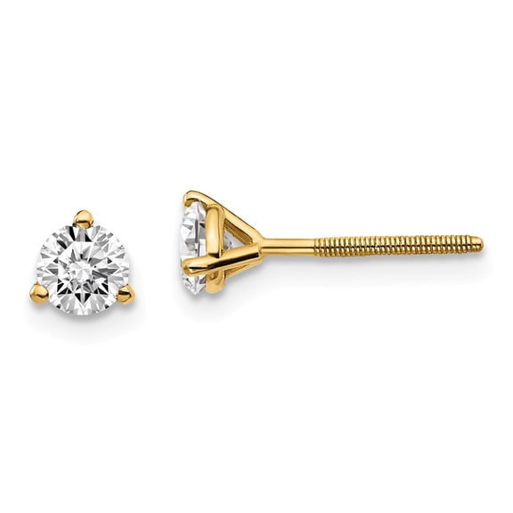14K Yellow Gold Earring Stud Women'S Diamond, Lab Grown Round White