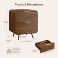 thumbnail image 3 of Holliwill Nightstands Set of 2 with Charging Station, Modern Bedside Table End Table with 2 Drawer for Bedroom Living Room, Walnut, 3 of 12