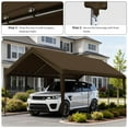 thumbnail image 6 of Pakunoda 12' X 20' Carport Canopy Replacement Cover, Portable Car Garage Shelter Party Top Tent with 34PC Ball Bungees, Chocolate (Only Cover, Frame Not Included), 6 of 8