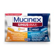 Angle View: Mucinex Sinus-Max Maximum Strength Day and Night, Sinus Symptom Relief, 40 Count