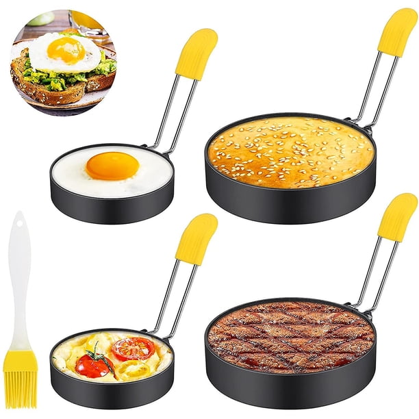 Paquete de 4 anillos de acero inoxidable para huevos, juego de anillos antiadherentes para cocinar huevos, cocina para cocinar