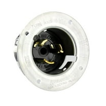 Leviton CS6375 50 Amp, 125/250 Volt AC, Black & White Locking Flanged Inlet