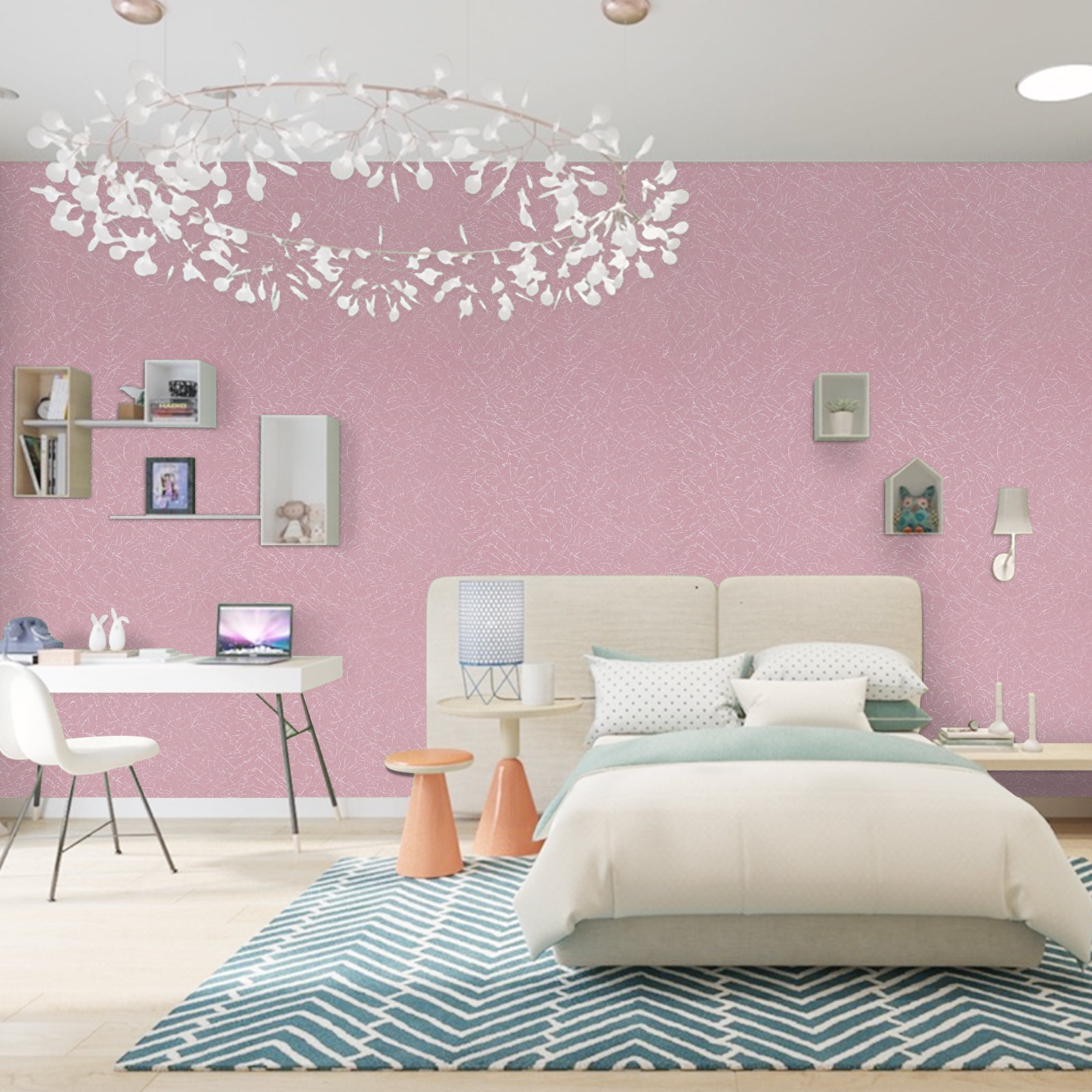 Abyssaly 23.6" x 118"Peel and Stick Wallpaper Pink Embossed Texture Self Adhesive Vinyl Film Furniture Countertop Shelf Contact Paper Silk