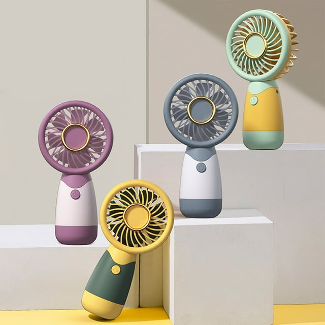 Mini ventilador de mano - Ventilador portátil portátil recargable por USB con 3 velocidades • Funcionamiento silencioso • 145g Ligero • Gris, amarillo o verde