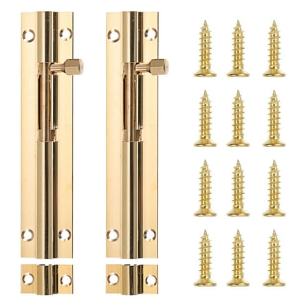 2 Pcs Door Slide Lock Deadbolt Lock Interior Door Lock Door Buckle 11.2X2CM Golden