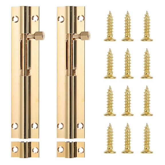 2 Pcs Door Slide Lock Deadbolt Lock Interior Door Lock Door Buckle 11.2X2CM Golden
