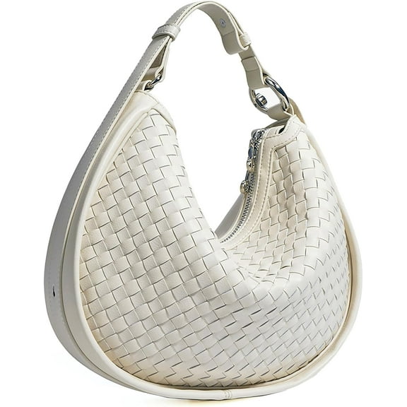 DBDlailai Woven Crossbody Bag Leather Crescent Bag Woven Tote Bag Crossbody Purse for Women Handbag Shoulder Bag Top-Handle Bag Hobo