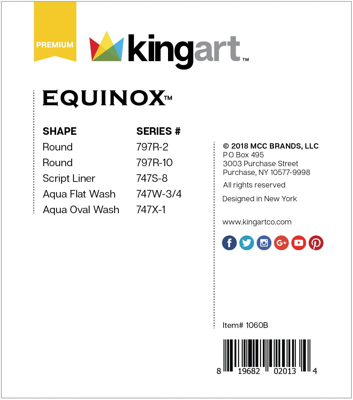 KINGART™ Equinox, Black Kazan Synthetic Squirrel Watercolor Brushes, Set of 5