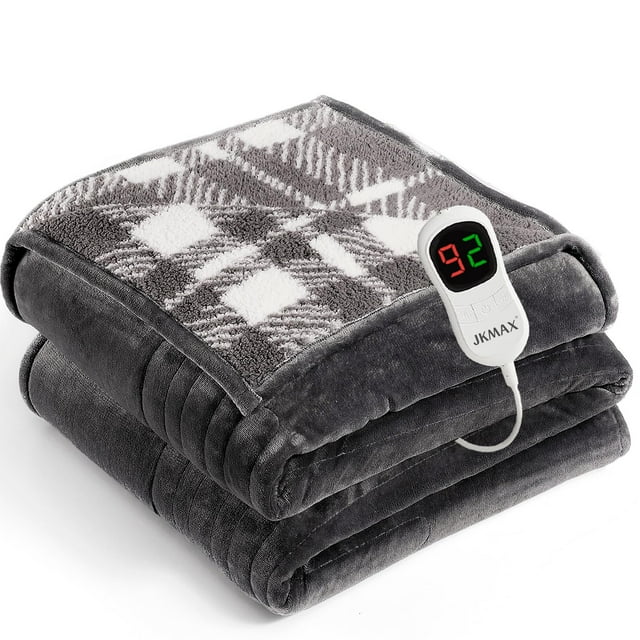 JKMAX Heated Electric Blanket Full Size - 72"x84" Flannel Heating Blanket with 10 Heating Levels & 5 Time Settings Over-Heat Protection, Winter Warme