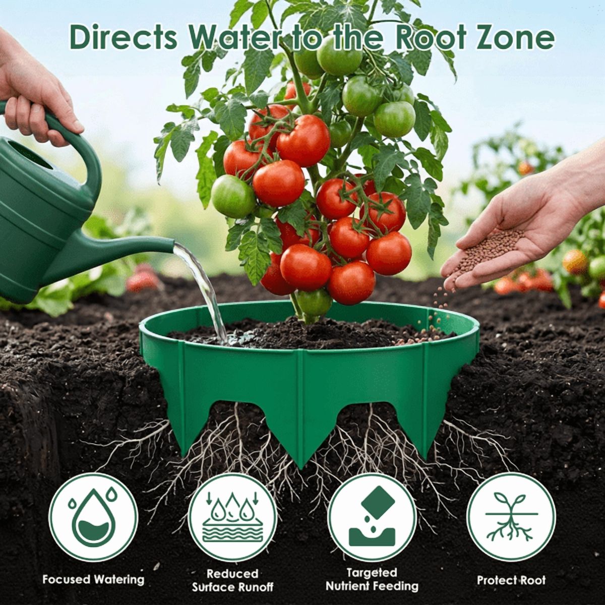 Adjustable Interlocking Plant Grow Rings, PP Plastic Plant Guard with Snap‑Together Panels, Garden Plant Border for Vegetables, Flowers, Shrubs & Young Trees