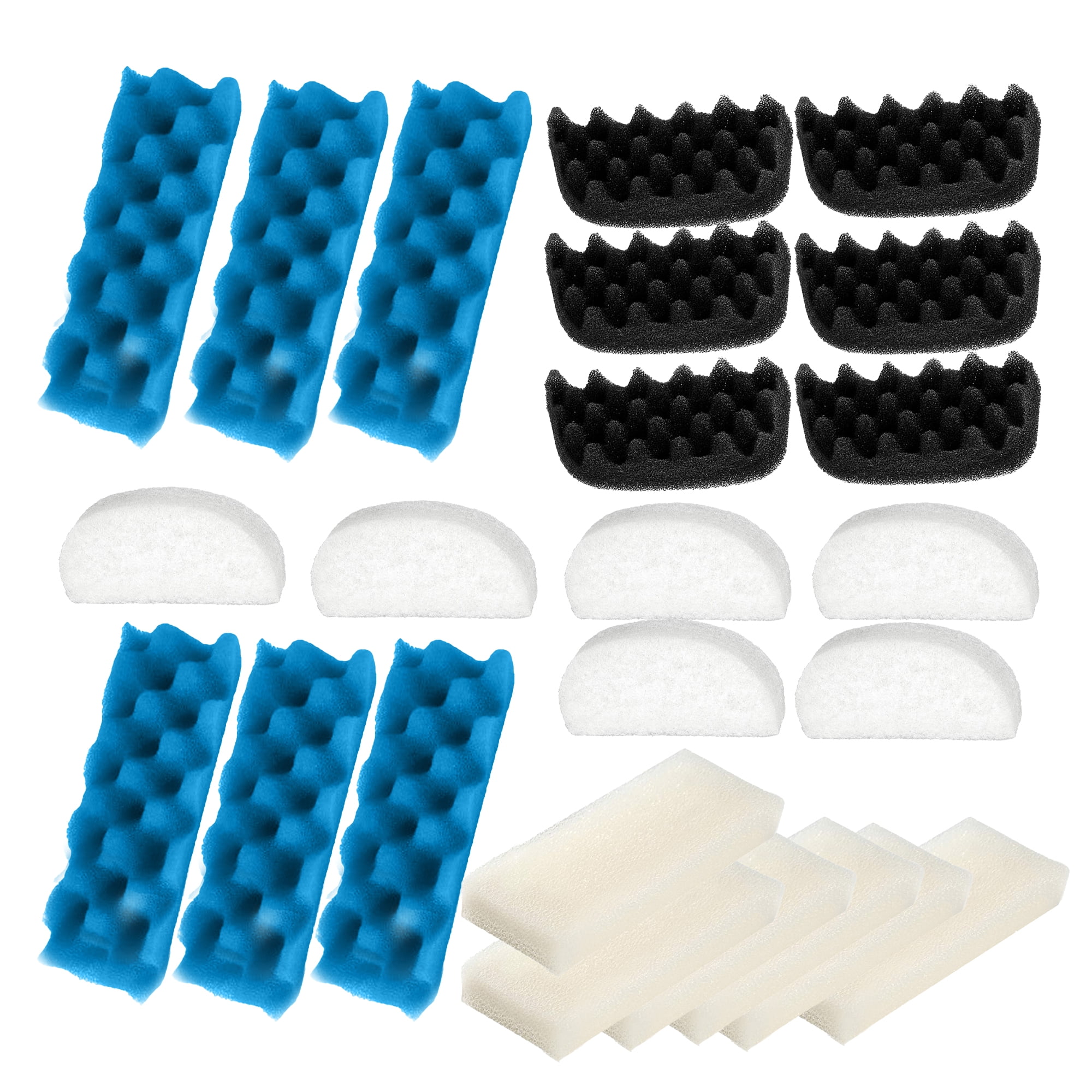 Genligt Aquarium Blue White Black Bio Sponge Foam Value Pack Compatible with Fluval 206, 207, 16 Pack