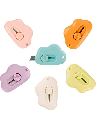 6PCS Box Cutter Retractable - 3 Colors Mini Cloud Box Cutter Safety Letter  Opener Portable Utility Knife Carton Package Opener Slide Open Envelope  Cutter with Keychain Hole for Daily Use 