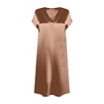 thumbnail image 3 of Camisetas de Cuello en V de Manga Larga de Mujer de Verano de Color Sólido Manga Corta Vestido de Sueño con Cuello en V, Vestido de Cuello en V de Manga Larga para las Mujeres Ropa de Noche Casual, 3 of 5