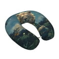 thumbnail image 2 of Xecao Starry Sky Meditating Lion Print Memory Foam Cervical Neck Pillow Versatile U-Shaped Pillows for Home,Office,Camping,Travelling,Soft Washable Cover, 2 of 8