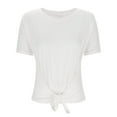 thumbnail image 3 of yillto Womens Tie Front Blouses V Neck Short Sleeve Summer Tops Shirts Loose Causal Clothes, 3 of 6