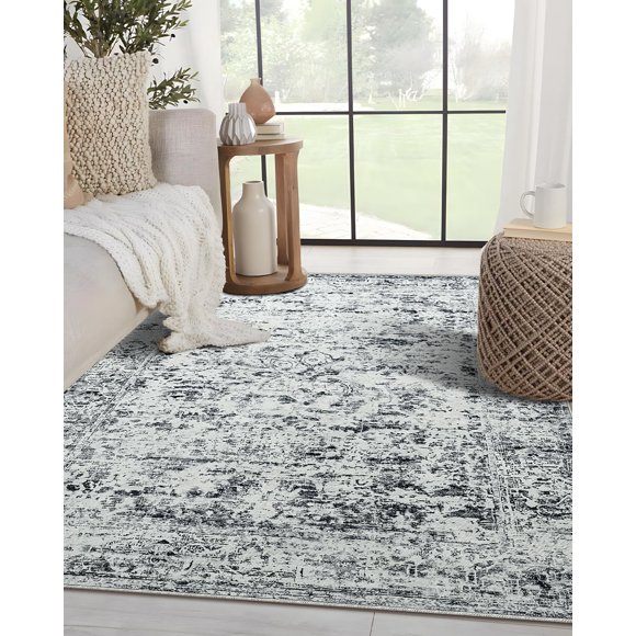 Alfombra CRYPTOLITE, lavable, vintage, 160 x 200 cm, antideslizante