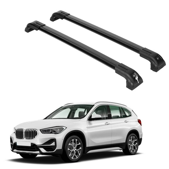 ERKUL Heavy Duty 220lbs Roof Rack Cross Bars for BMW X1 U11 2023-2024 | Solid Metal Mounts | Aluminum Crossbars with Anti Theft Lock for Rooftop - Compatible with Flush Rails - Black