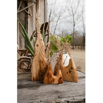 Hand Carved Solid Wood Flower Vase, Planter Holder in Spalted Ash, Coffee Table Decoration, Elegant Flower Vase for Livingroom Bedroom Bathroom Diningroom (Large)