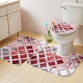 thumbnail image 2 of Red Morocco Bath Mat 3 Piece Bathroom Rug Set, Rustic Country Smear Street Mottled Art Non Slip Bath Rug Contour Mat and Toilet Lid Cover, Absorbent Shower Mats Soft Bath Rugs and Mats Sets, 2 of 8