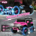 thumbnail image 3 of 24V Kids Ride on Car, 2 Seater Ride on Toy Pink Jeep for Big Kids with Remote Control, Kids Electric Vehicles Cars, 3 Speeds, LED Lights, Bluetooth Music, Pink, 3 of 7
