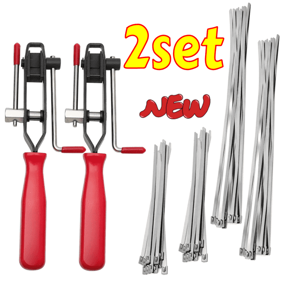 Double Pack - 2 Sets of CV Joint Boot Banding Tool Kits with 40 Stainless Steel Clamps for Cars & ATVs