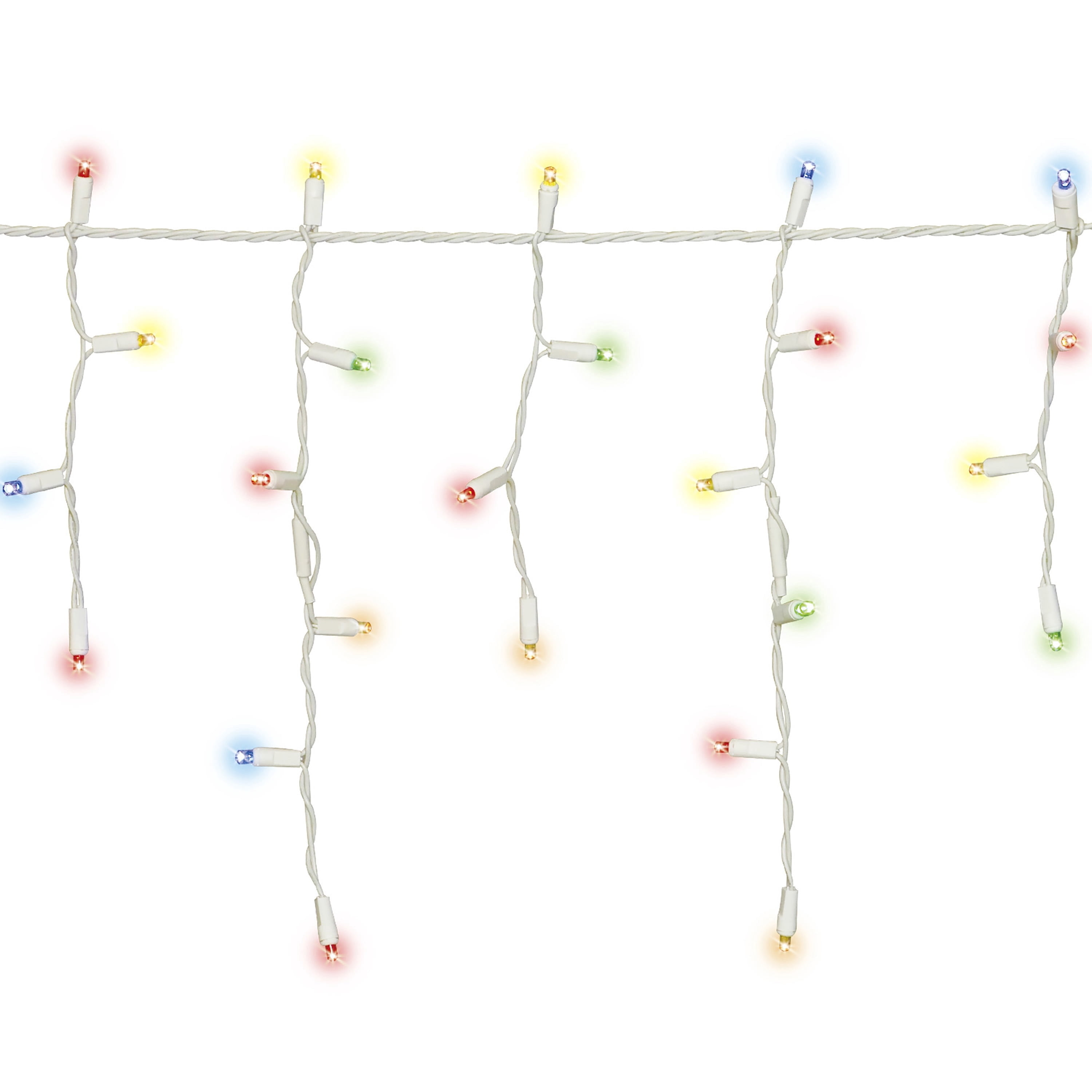Indoor/Outdoor 200-Count LED High Density Dome Christmas Icicle Lights, Multicolor, White Wire, 15', by Holiday Time