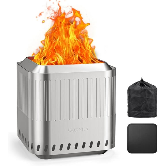 Tabletop Smokeless Fire Pit 8.27" Stainless Steel, Portable Outdoor Firepit with Travel Bag, Pellet & Wood Fueled Low Smoke Stove for Camping, Patio & Christmas Gift