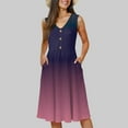 thumbnail image 2 of vigerkar Women 2025 Summer Dresses Sleeveless Casual Loose Swing Button Down Midi Dress with Pockets Dark Purple, XL, 2 of 5