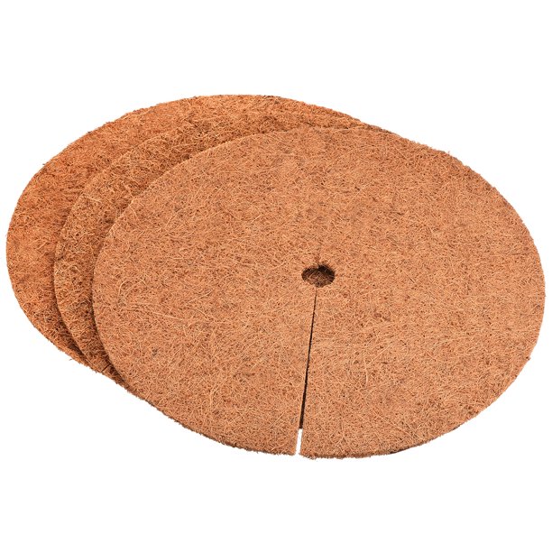 Uxcell 16" Anillo de fibra de coco para acolchado, tapete grueso, protector de árbol, cubierta de suelo para raíces, paquete de 3