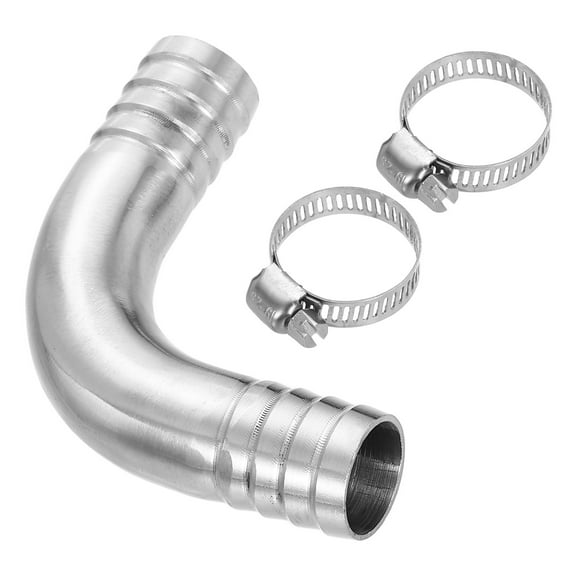 Sanitary Hose Barb Fitting , 3/4" Barbed x 3/4" Barbed 90 Degree Elbow 304 Stainless Steel Barb Fitting with 2 Pcs Hose Clamps for Brewing Food Processing, Silver