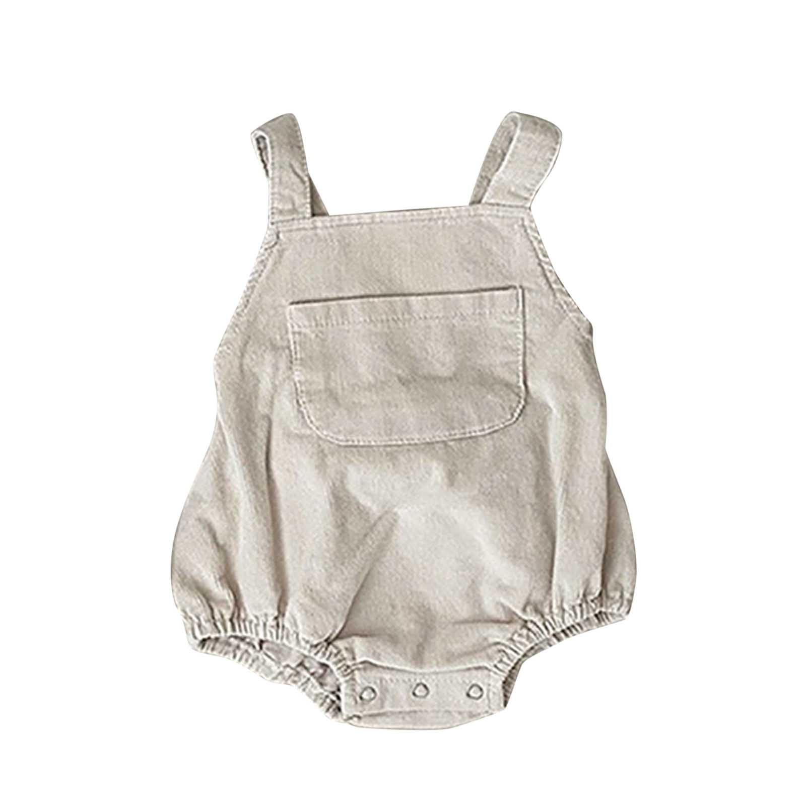 TinyBloomm Shirt Baby Girls Boys Sleeveless Pocket Summer Autumn Romper Bodysuit Clothes, Size 0-6 Months