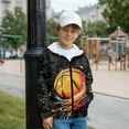 thumbnail image 2 of Xoenoiee Basketball Fire Paint Splatter Print Hoodies Sweatshirt for Kids Long Sleeve Jacket Pullover Hoodie Full Zip Coat with Hood for Teen Boys Fall Outfits Sweat Shirts Jumpers with Pocket, XL, 2 of 7