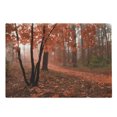 thumbnail image 1 of Fall Cutting Board, Misty Forest with Leaves from Deciduous Seasonal Trees Warm to Cold Featured Image, Decorative Tempered Glass Cutting and Serving Board, Large Size, Brown Orange, by Ambesonne, 1 of 1