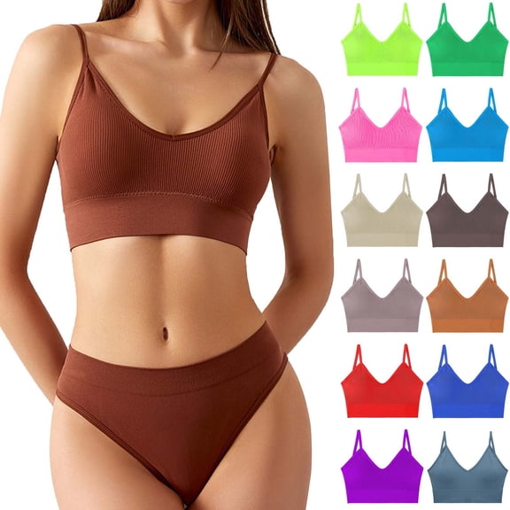 Kukoosong Sports Bras for Women Fashion Women's Solid Color Underwear Gathered without Steel Rings Suspender Beautiful Back Bra, Sizes XL