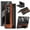 Brown, variant on ShellTech for Samsung Galaxy Z Fold 7 Leather Hard PC Plating Case with Pen Holder & Slim Stylus, with Kickstand, Hinge Protection, Screen Protector, Retro Leather Protective Cover,Coffee