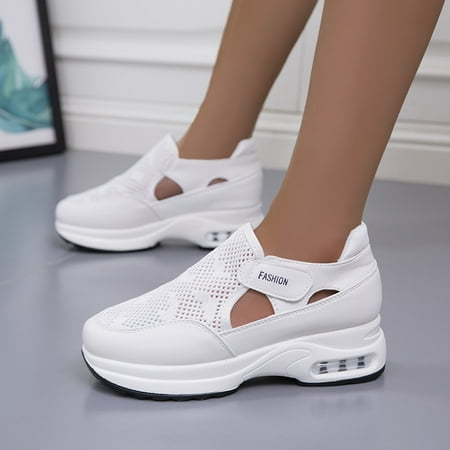 

HAOTAGS Women s Casual Walking Sneakers Lace Up Comfortable Lightweight Shoes White Size 7
