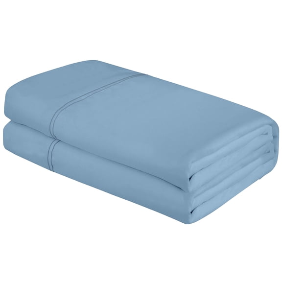Royale Linens Queen Size Flat Sheet Only - Brushed 1800 Microfiber - Wrinkle&Stain Resistant - Hotel Quality Flat Sheet Sold Separately - Top Sheet for Bed (Queen,LakeBlue)