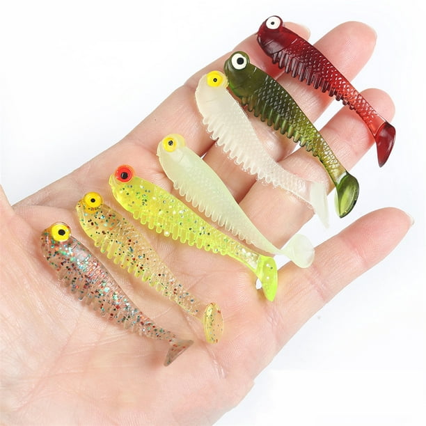 Tongliya 1 pack of silicone 10pcs lure lure soft bait seven colors  5.5cm1.5g bionic T tail small fish luminous 5#